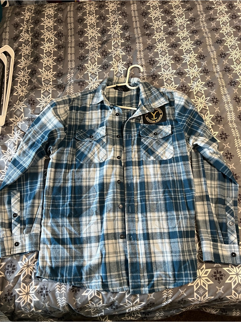 Men's Blue Plaid Button-Down Shirt - Casual Long Sleeve